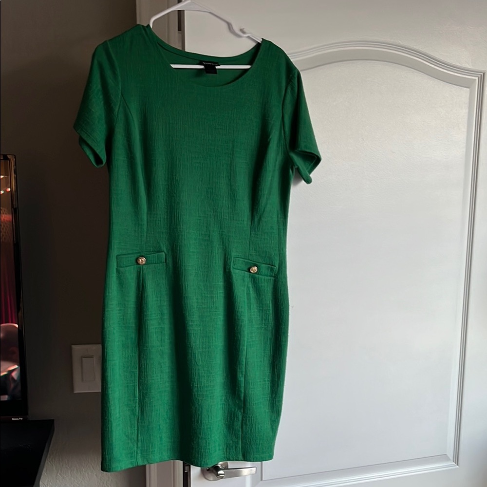 Enfocus Studio Green Sheath Mini Dress Short Sleeve